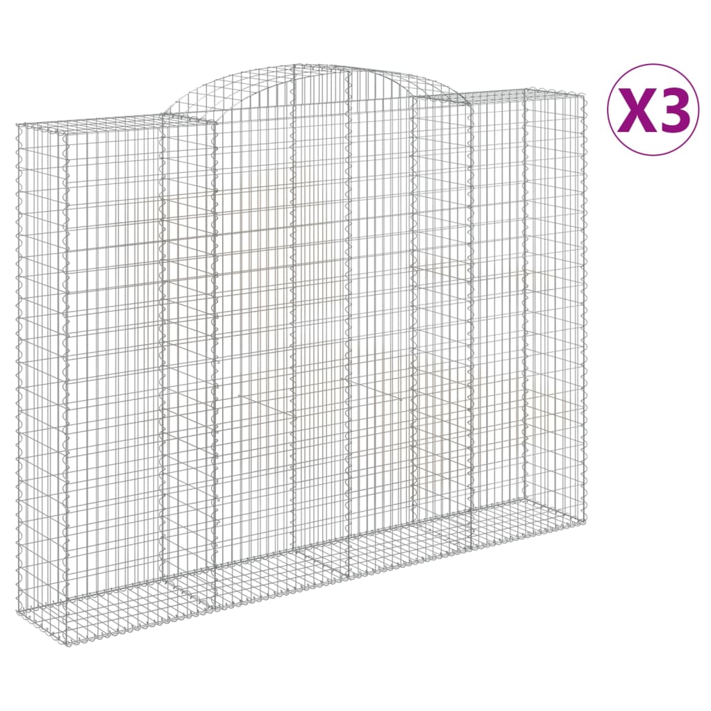 Gabionkurver buede 3 stk 300x50x220/240 cm galvanisert jern
