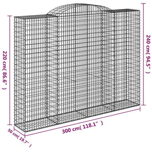 Gabionkurver buede 3 stk 300x50x220/240 cm galvanisert jern