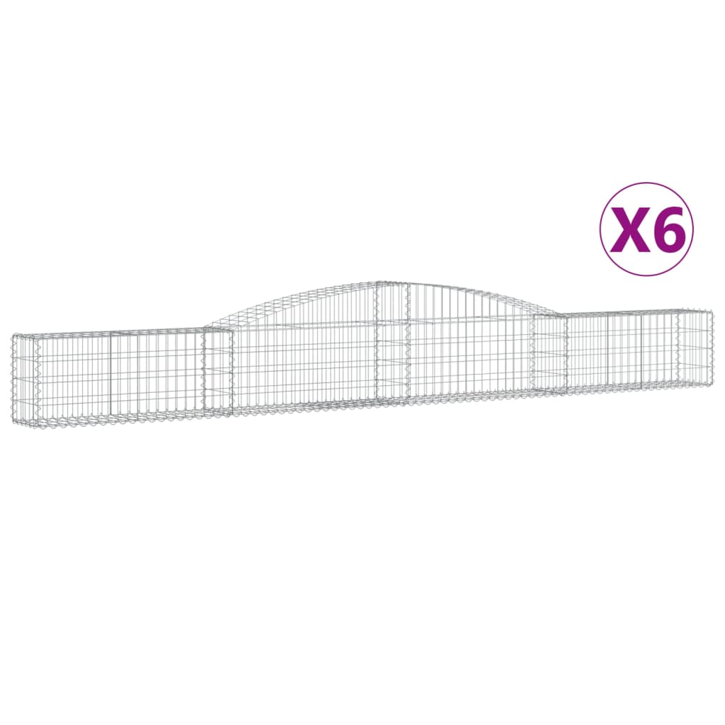 Gabionkurver buede 6 stk 400x30x40/60 cm galvanisert jern