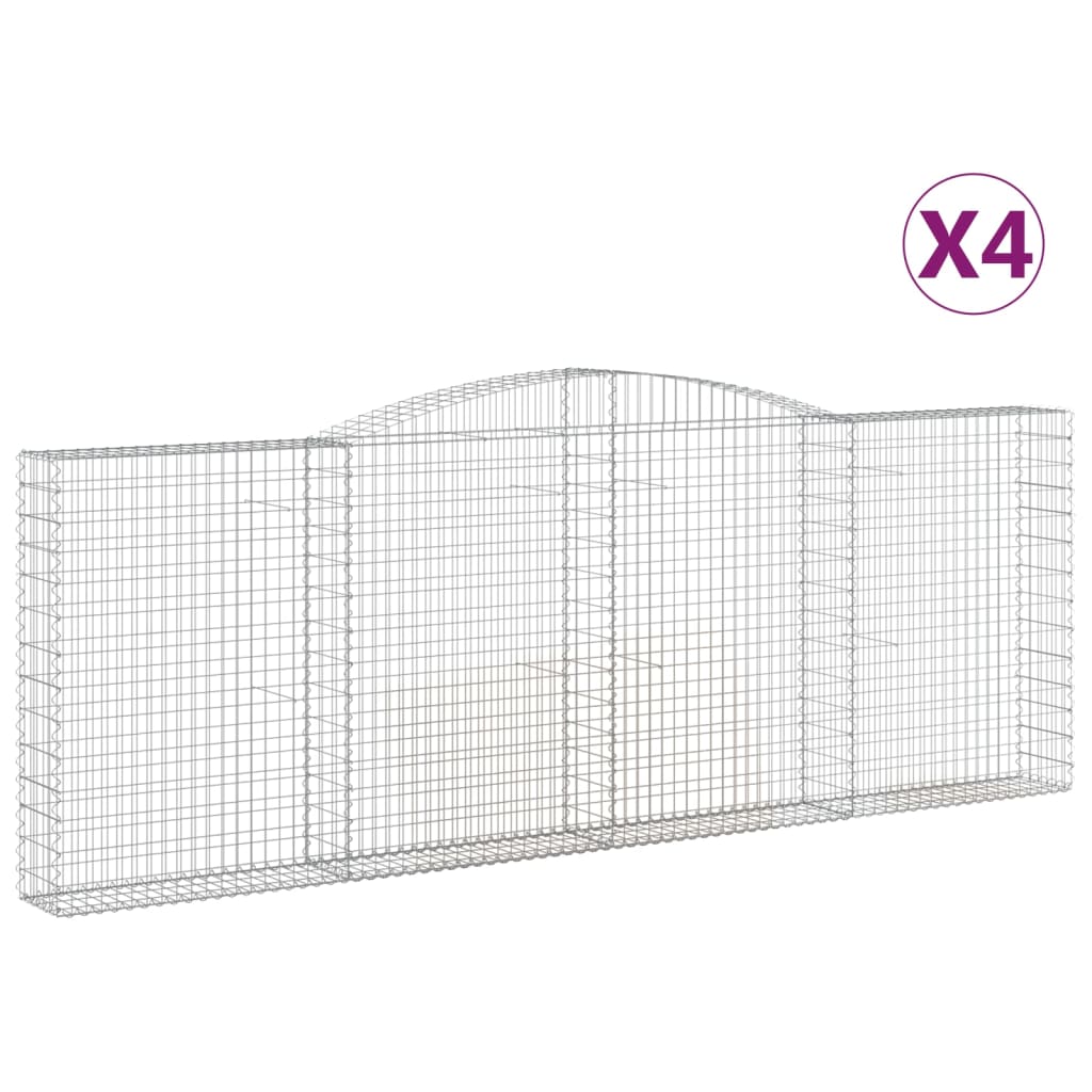 Gabionkurver buede 4 stk 400x30x140/160 cm galvanisert jern