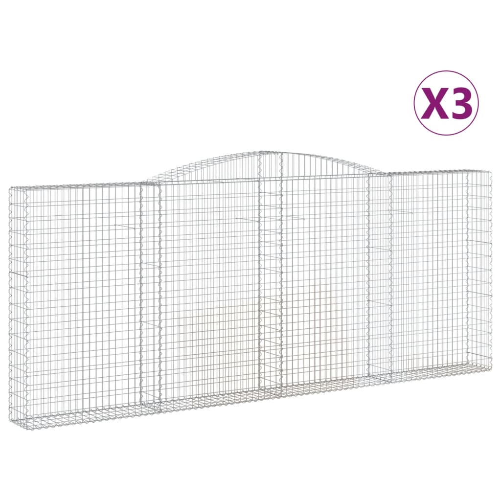 Gabionkurver buede 3 stk 400x30x160/180 cm galvanisert jern