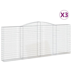 Gabionkurver buede 3 stk 400x30x160/180 cm galvanisert jern