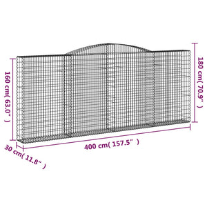 Gabionkurver buede 3 stk 400x30x160/180 cm galvanisert jern