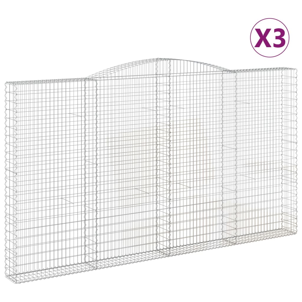 Gabionkurver buede 3 stk 400x30x220/240 cm galvanisert jern