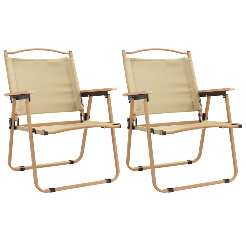 Campingstoler 2 stk beige 54x55x78 cm oxfordstoff