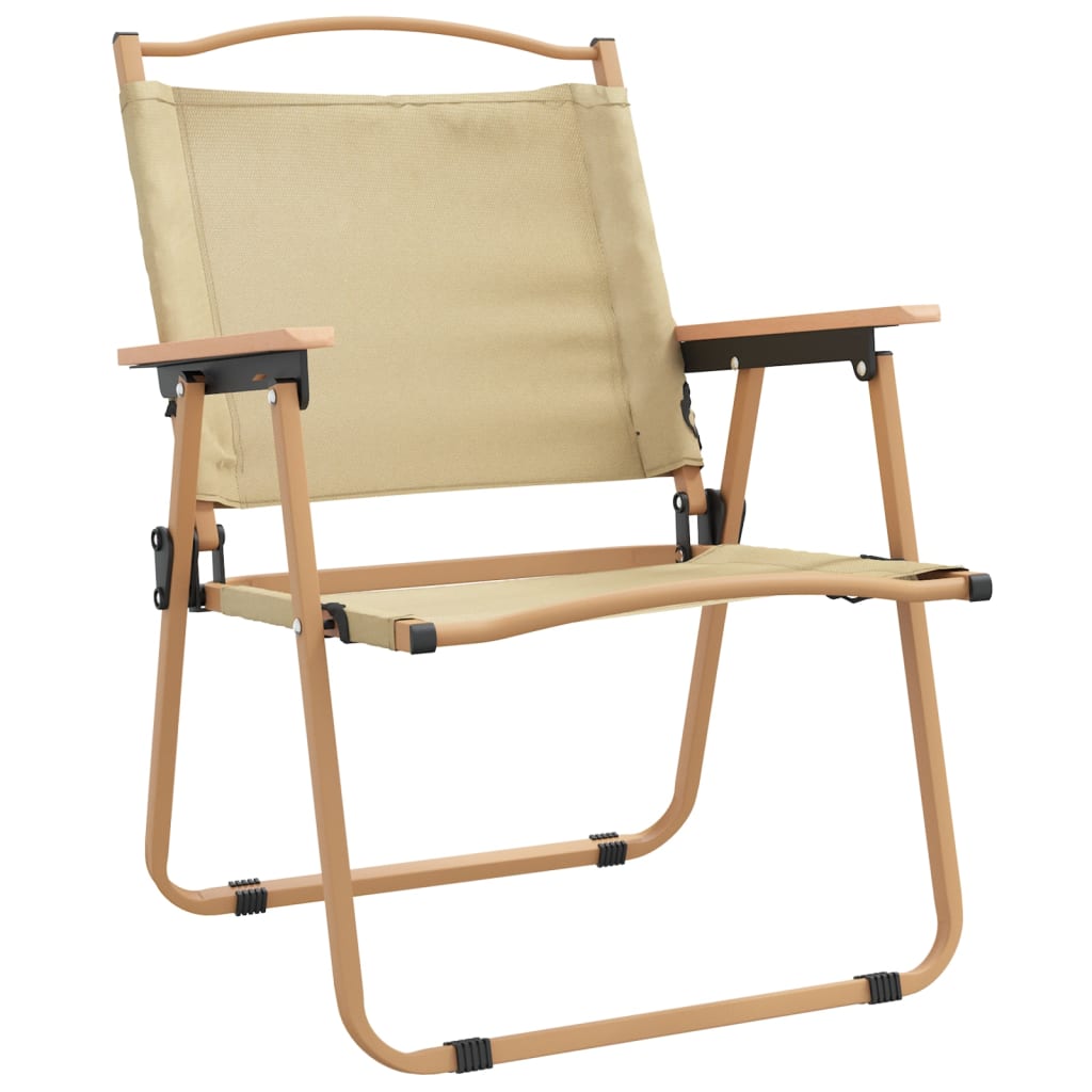 Campingstoler 2 stk beige 54x55x78 cm oxfordstoff