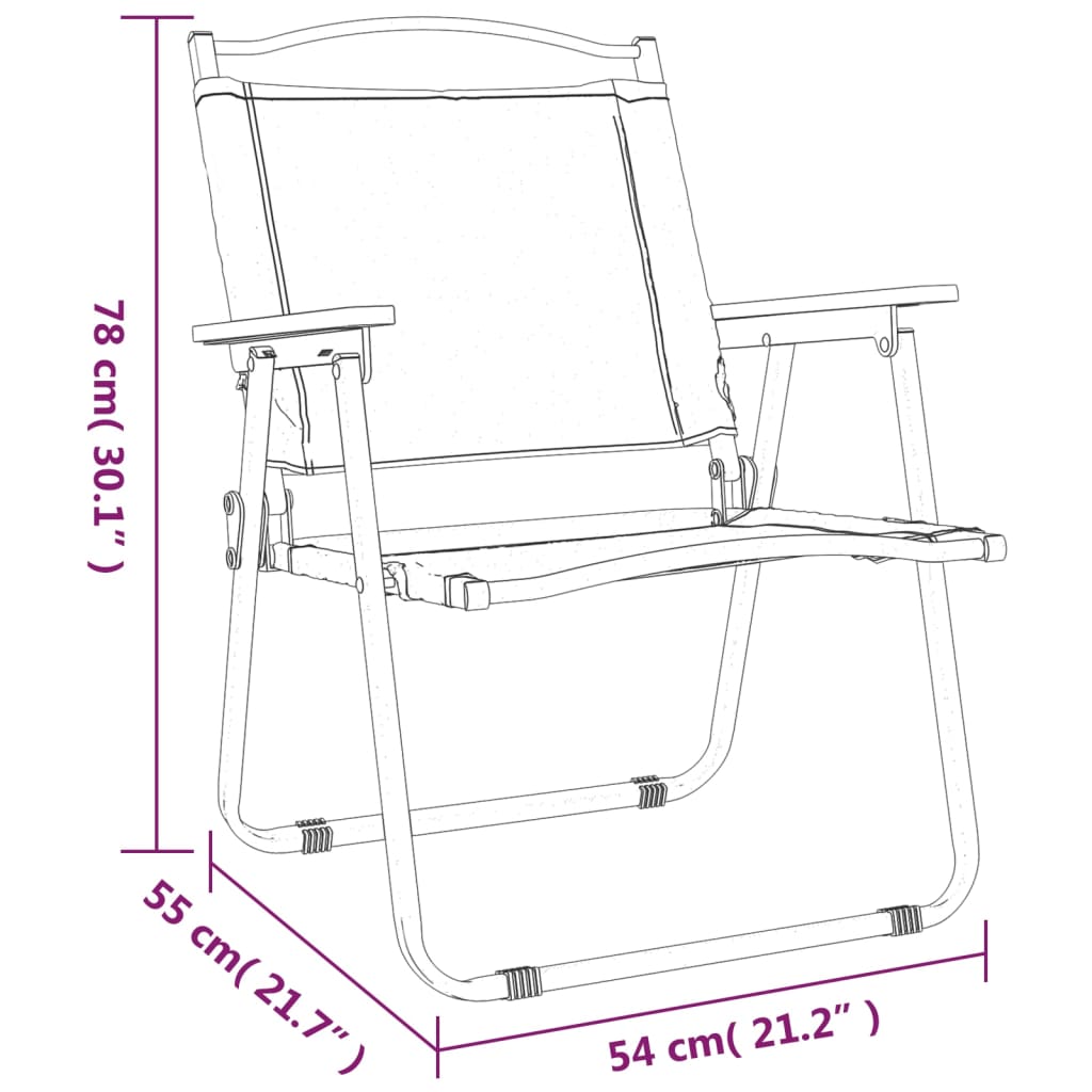 Campingstoler 2 stk beige 54x55x78 cm oxfordstoff