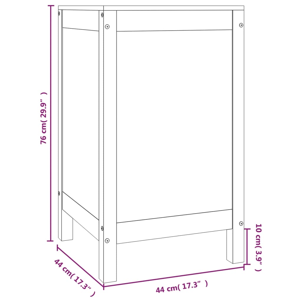 Skittentøyskurv 44x44x76 cm heltre furu