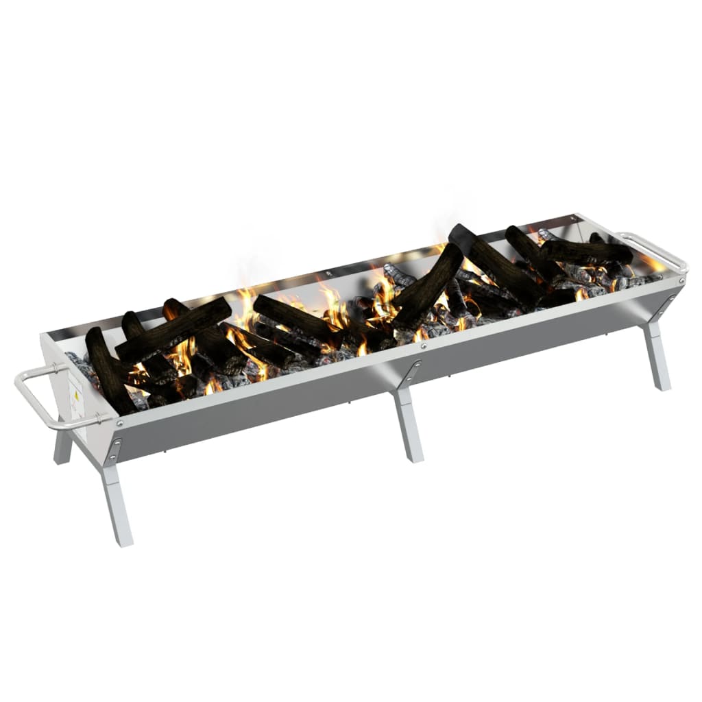 Grillbrett sølv 158x42x31 cm rustfritt stål