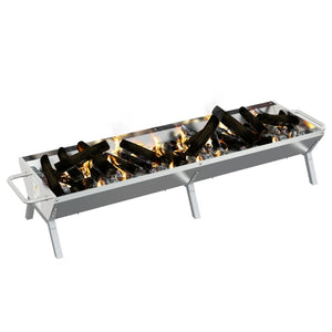 Grillbrett sølv 158x42x31 cm rustfritt stål