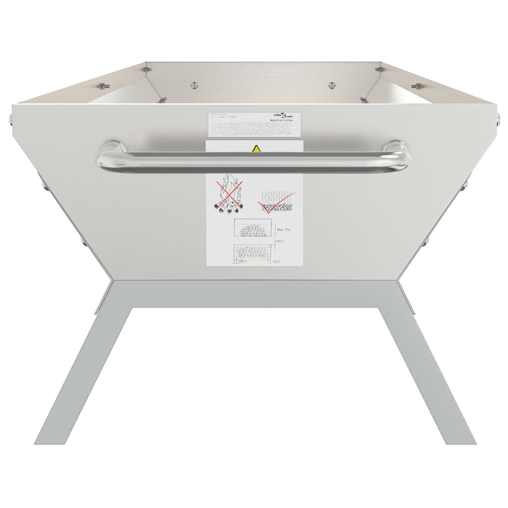 Grillbrett sølv 158x42x31 cm rustfritt stål