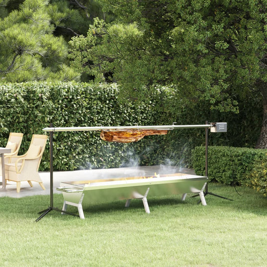 Grillbrett sølv 158x42x31 cm rustfritt stål
