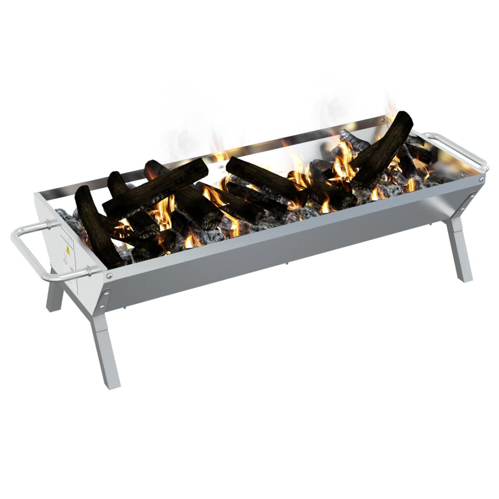 Grillbrett sølv 118x42x30,5 cm rustfritt stål