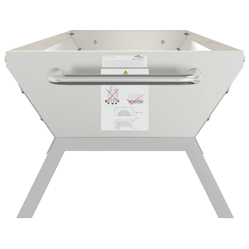 Grillbrett sølv 118x42x30,5 cm rustfritt stål