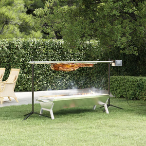 Grillbrett sølv 118x42x30,5 cm rustfritt stål