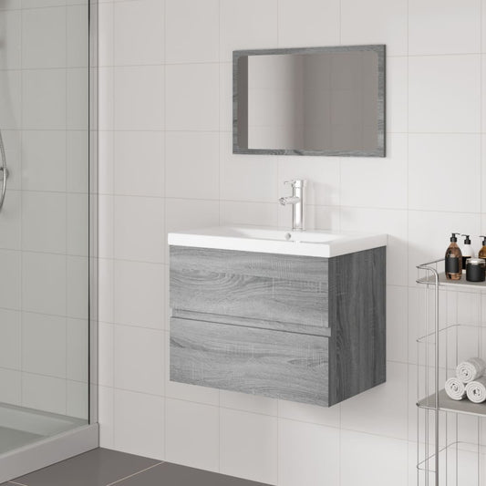 Bathroom furniture set gray sonoma engineered wood
