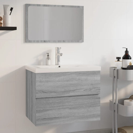 Bathroom furniture set gray sonoma engineered wood
