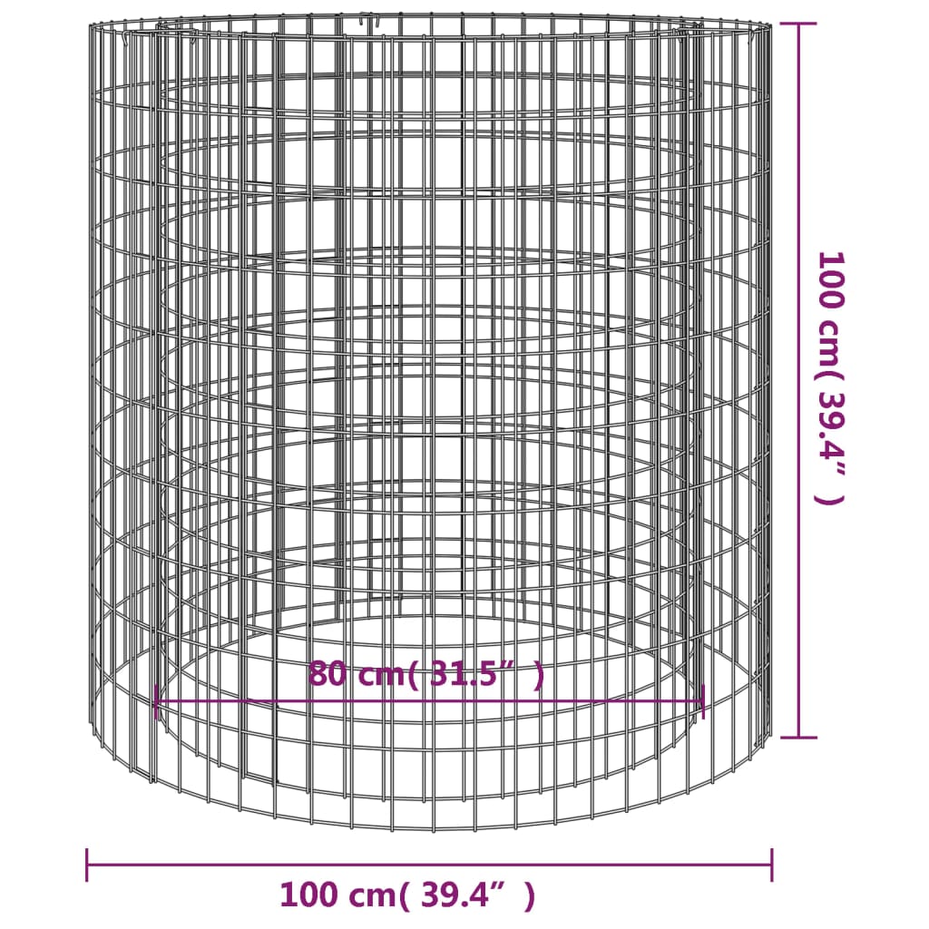 Gabion bålstativ Ø 100 cm galvanisert jern