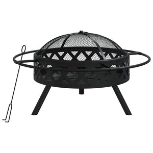 Fire pit with fire rake 70 cm XXL steel