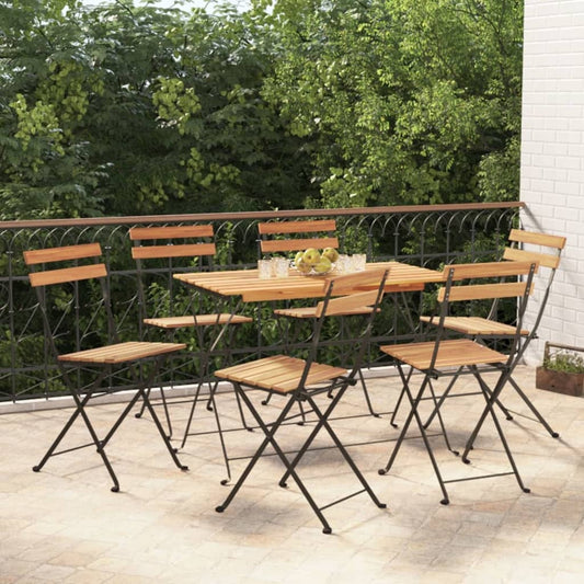 Sammenleggbare bistrostoler 6 stk heltre teak og stål