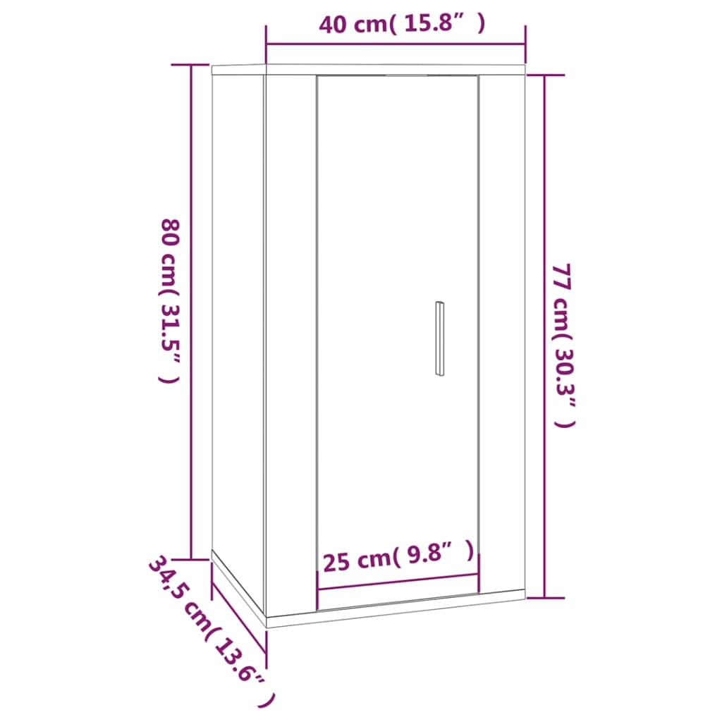 Vegghengt TV-benk sort 40x34,5x80 cm