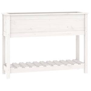 Plantekasse med hylle hvit 111,5x34,5x81 cm heltre furu