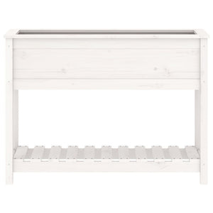 Plantekasse med hylle hvit 111,5x34,5x81 cm heltre furu