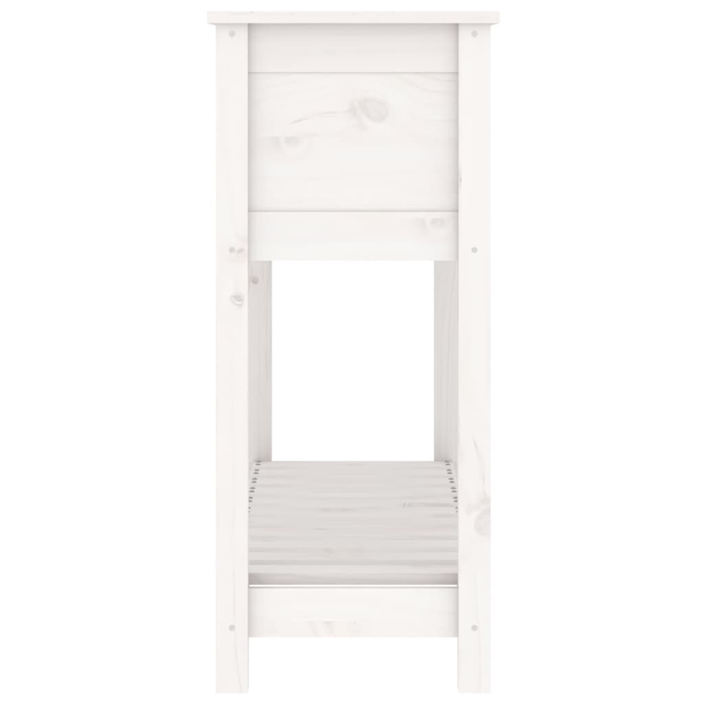 Plantekasse med hylle hvit 111,5x34,5x81 cm heltre furu