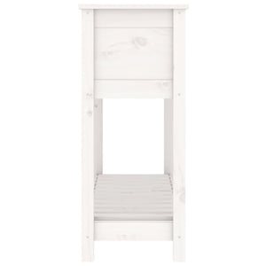 Plantekasse med hylle hvit 111,5x34,5x81 cm heltre furu