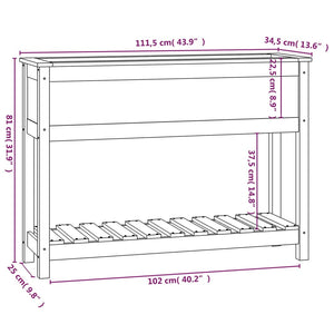 Plantekasse med hylle hvit 111,5x34,5x81 cm heltre furu