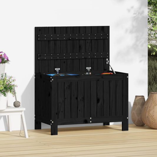 Pillow box black 76x42.5x54 cm solid pine wood