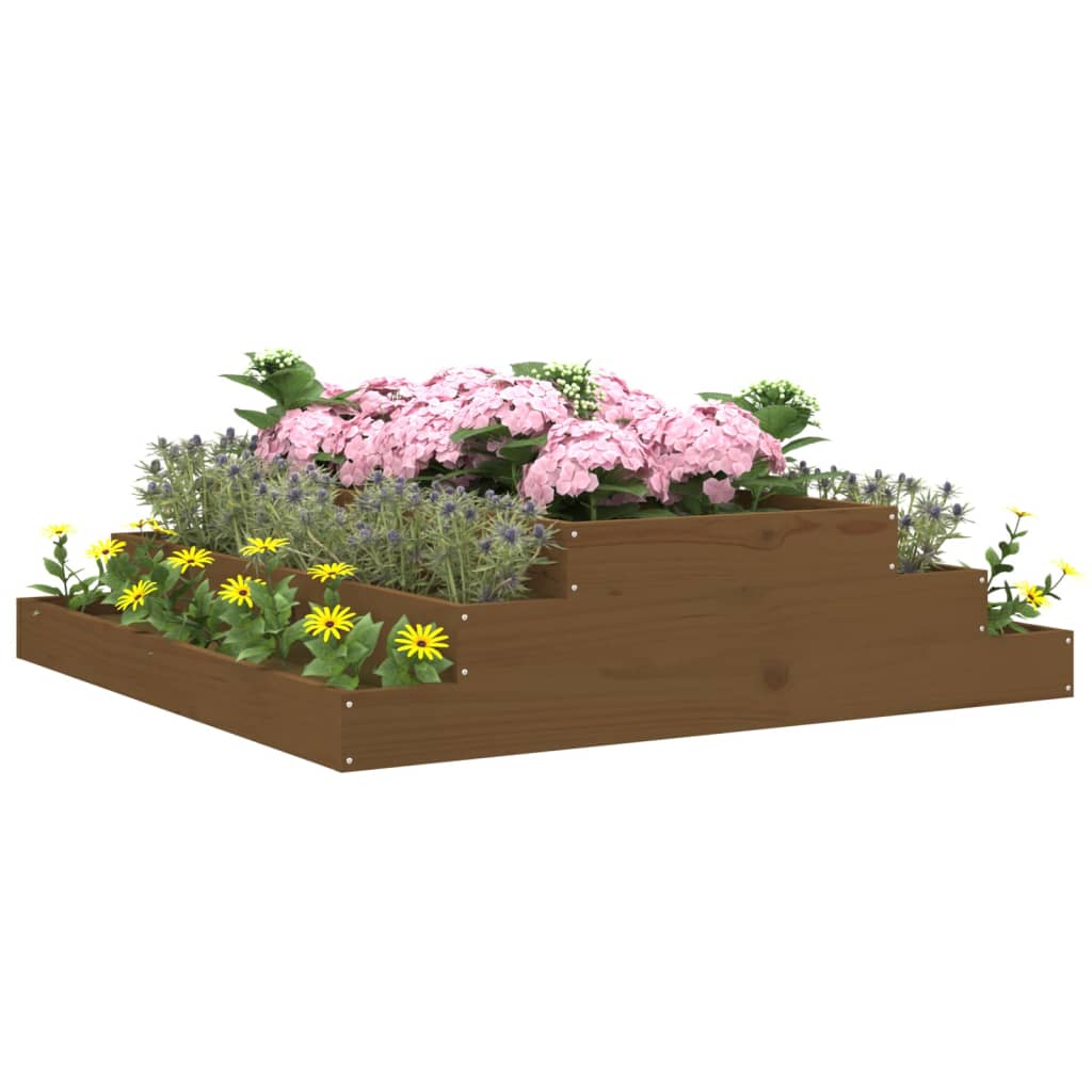Plantekasse honningbrun 110x110x27 cm heltre furu
