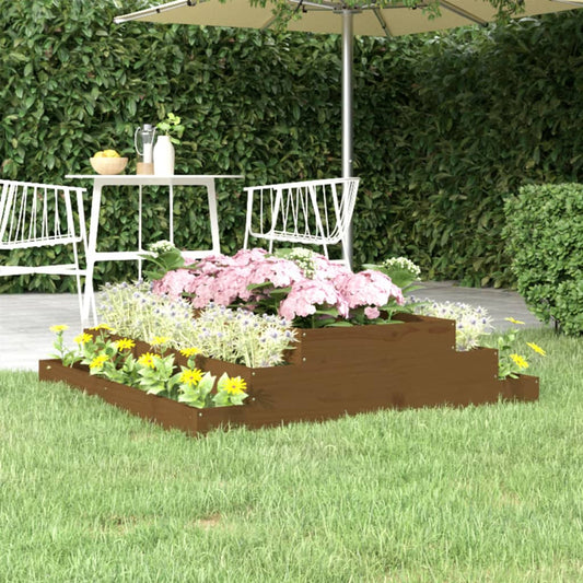 Plantekasse honningbrun 110x110x27 cm heltre furu