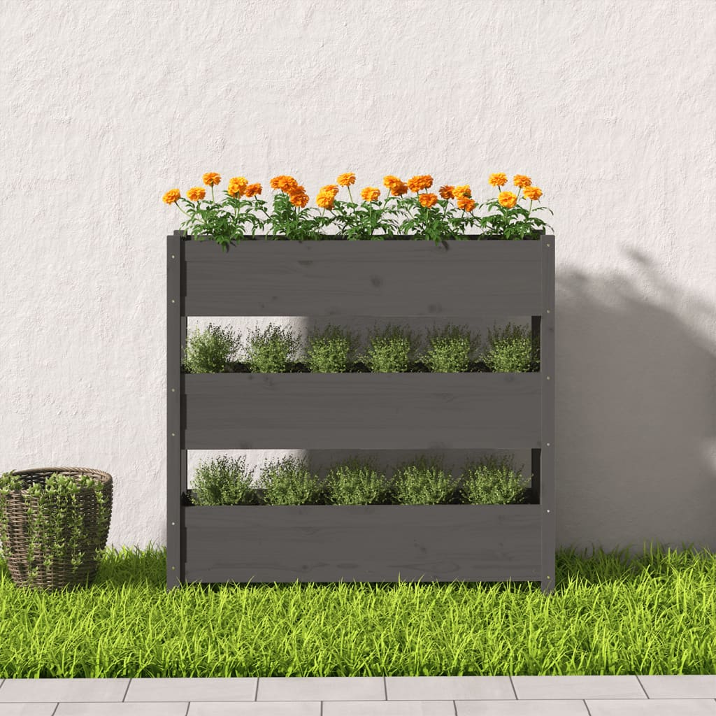 Plantekasse grå 112x25x104,5 cm heltre furu