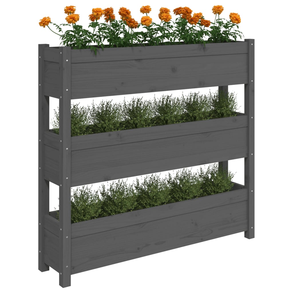 Plantekasse grå 112x25x104,5 cm heltre furu