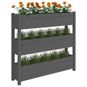 Plantekasse grå 112x25x104,5 cm heltre furu