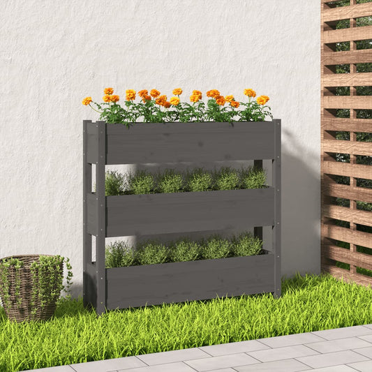 Plantekasse grå 112x25x104,5 cm heltre furu