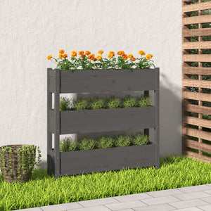 Plantekasse grå 112x25x104,5 cm heltre furu