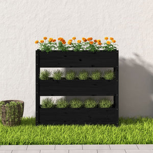 Plantekasse svart 112x25x104,5 cm heltre furu