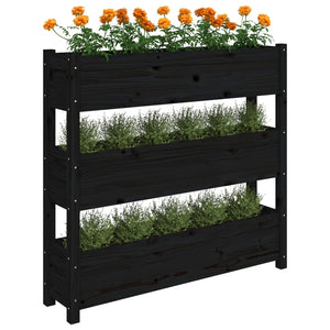 Plantekasse svart 112x25x104,5 cm heltre furu