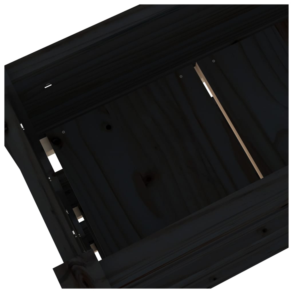 Plantekasse svart 112x25x104,5 cm heltre furu