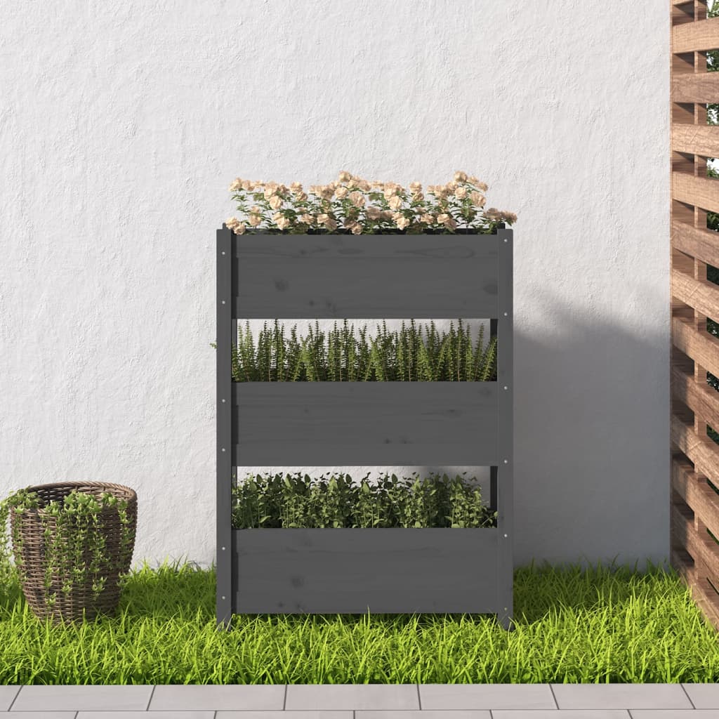 Plantekasse grå 77x25x104,5 cm heltre furu