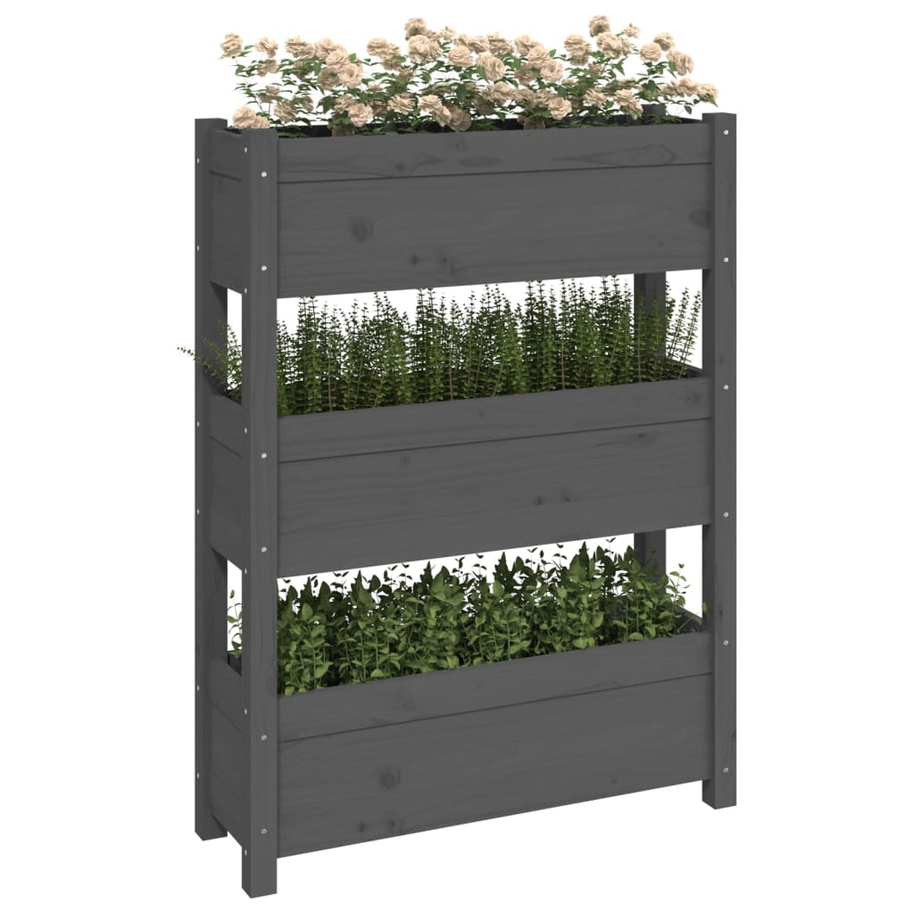 Plantekasse grå 77x25x104,5 cm heltre furu