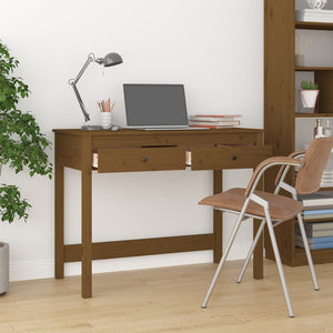 Desk with drawers honey brown 100x50x78 cm solid pine wood