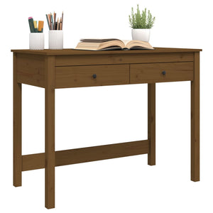 Desk with drawers honey brown 100x50x78 cm solid pine wood