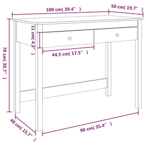 Desk with drawers honey brown 100x50x78 cm solid pine wood