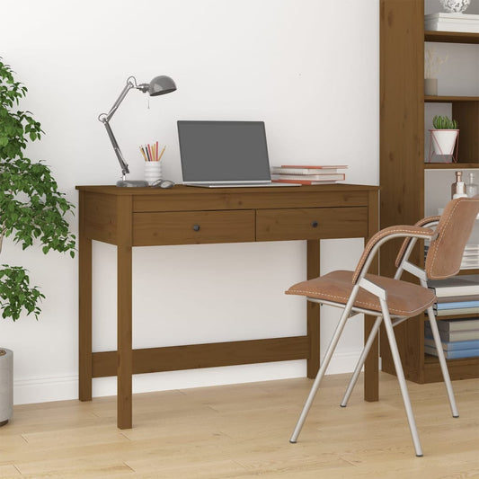 Desk with drawers honey brown 100x50x78 cm solid pine wood