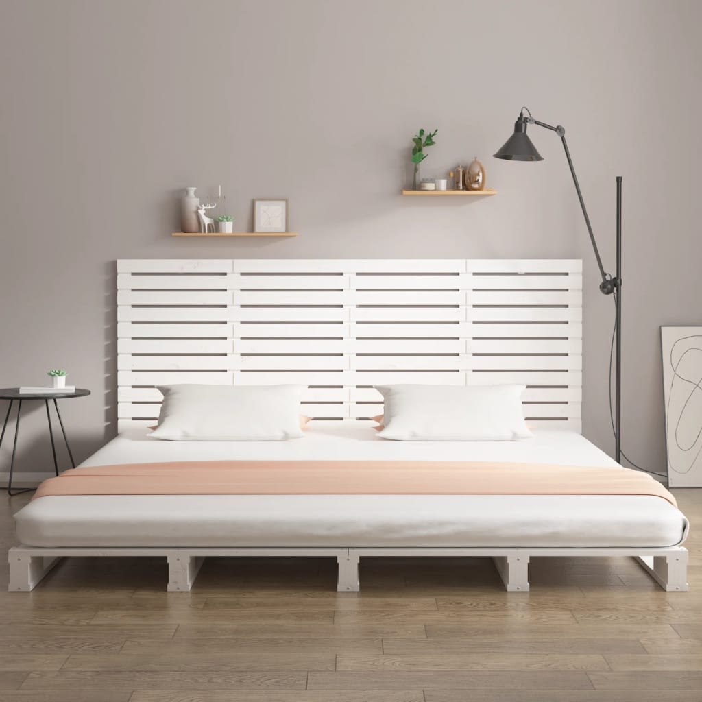 Veggmontert sengegavl hvit 186x3x91,5 cm heltre furu