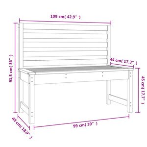 Hagebenk 109 cm heltre furu