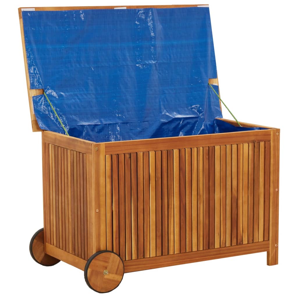 Pillow box with wheels 90x50x58 cm solid acacia wood